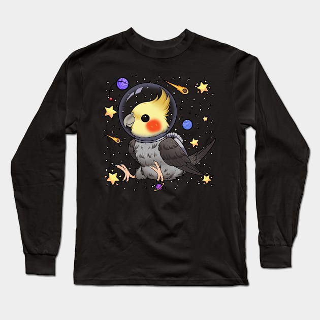 Cosmic Aviator: The Spacefaring Cockatiel Long Sleeve T-Shirt by Holymayo Tee